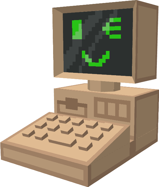 3D model of QWERTY from steam powered giraffe on a chunky 90s computer